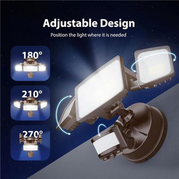 65W LED Security Lights Motion Sensor Light Outdoor,6500LM,6500K,IP65 Waterproof - Picture 6 of 7